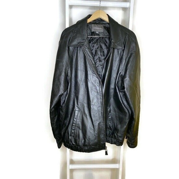 Croft & Barrow Jacket Mens XLT Black Moto Full Zipper Pockets Collared Tall XLT - Picture 1 of 10